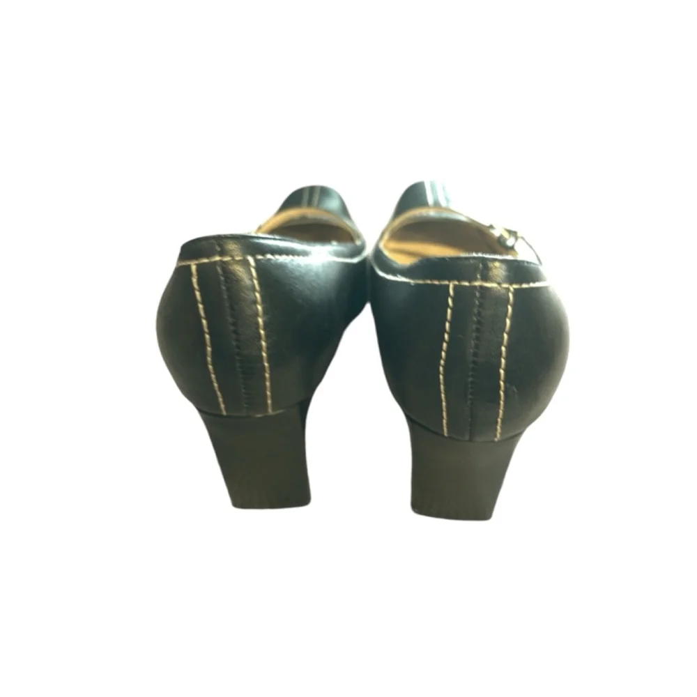Ipanema Beam Black Leather Mary Jane Pumps Narrow Square Toe Size 6